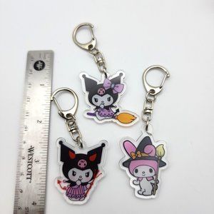 Sanrio Kuromi Funny Cute Halloween Double Sided Acrylic Keychain Lot of 3